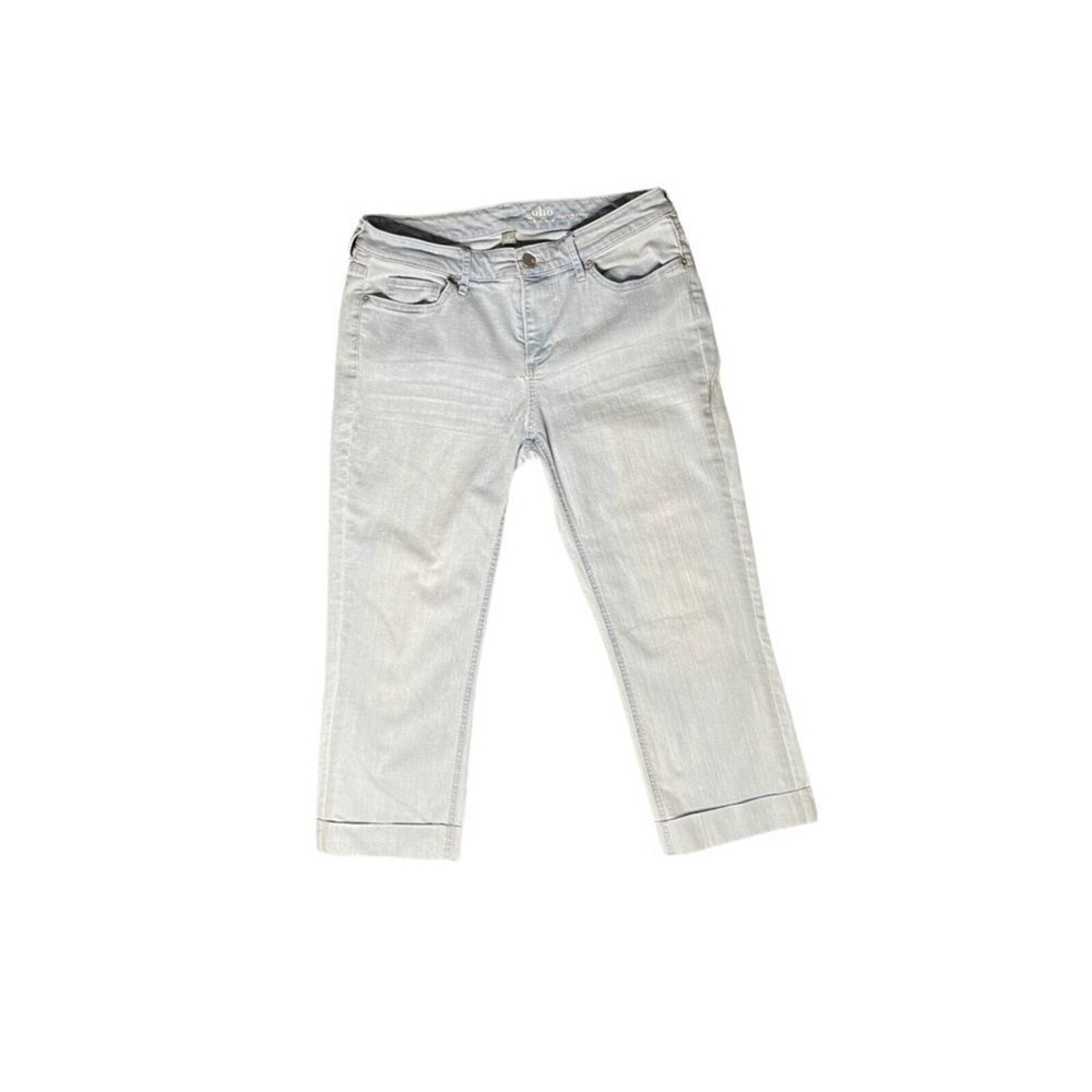 NY & CO SOHO Women's Curvy Crop‎ Denim Jeans Cuffed Light Blue Wash Size 8